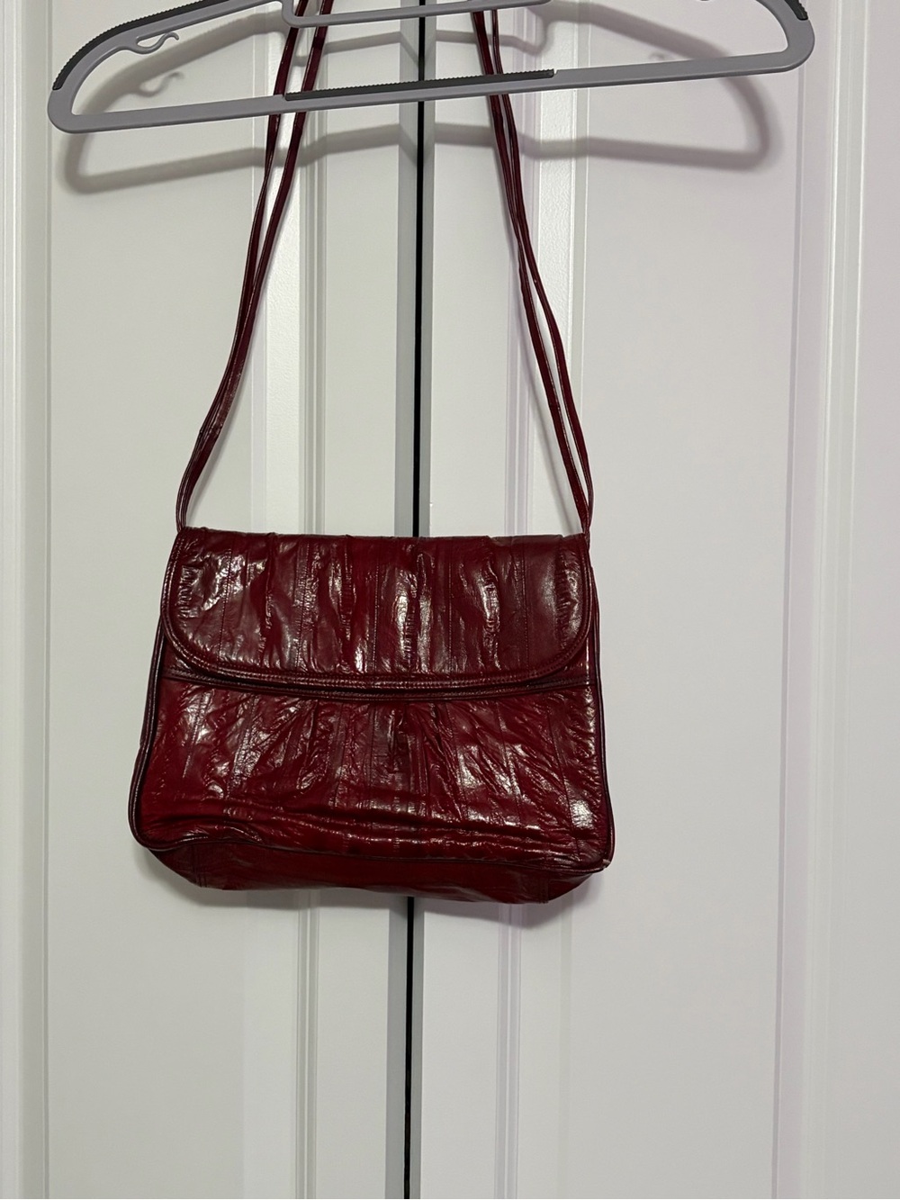 Classic Burgundy Leather Crossbody Bag - Women